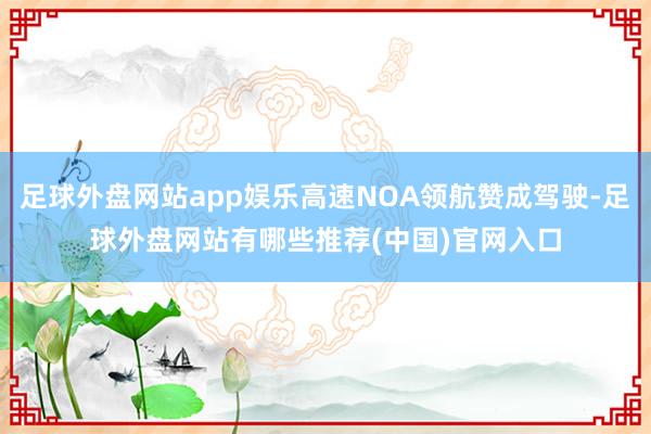 足球外盘网站app娱乐高速NOA领航赞成驾驶-足球外盘网站有哪些推荐(中国)官网入口