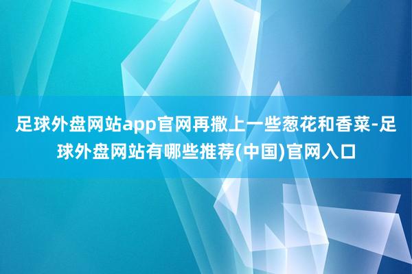 足球外盘网站app官网再撒上一些葱花和香菜-足球外盘网站有哪些推荐(中国)官网入口