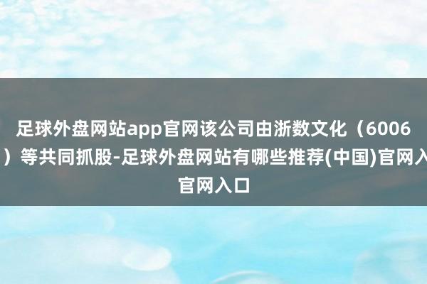 足球外盘网站app官网该公司由浙数文化（600633）等共同抓股-足球外盘网站有哪些推荐(中国)官网入口